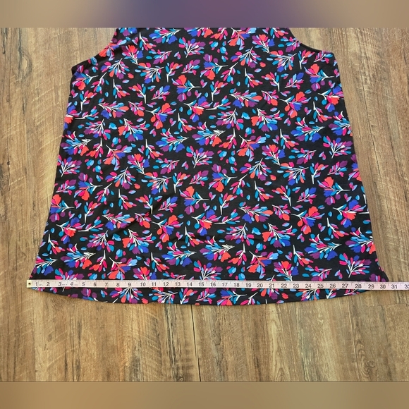 Woman Within 22/24 1X Floral Sleeveless Top Black Pink Blue Purple - Picture 8 of 10